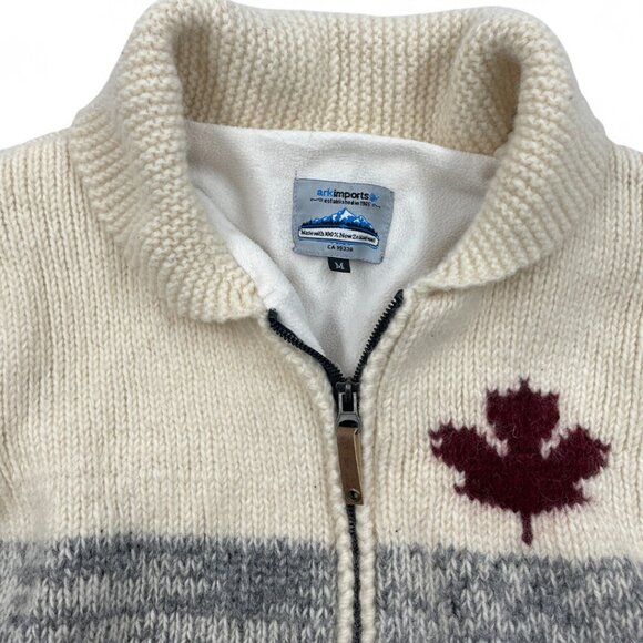 Ark Wool Cowichan Canada Curling Full Zip Lined Thick Sweater Jacket Women's M - Picture 2 of 9